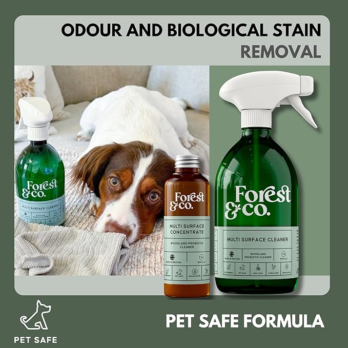 Forest&Co - Multi-Surface Starter Kit, 16 Refills | Pet Safe, Non-Toxic, Streak-Free | Eco-Friendly, Woodland Probiotics | Suitable For All Surfaces | Includes Spray Bottle & 100ml Liquid Concentrate